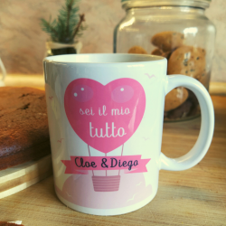 Tazza manico cuore Il mio tutto personalizzata