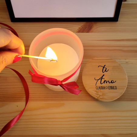 Candela di San Valentino profumata personalizzata sul tappo