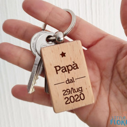portachiavi in legno per Papà personalizzato con la data e nome