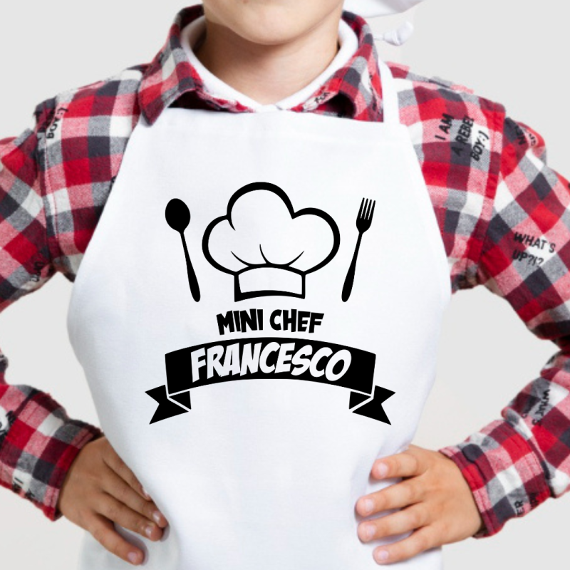 Grembiule bambino bianco da cucina Mini Chef Personalizzato