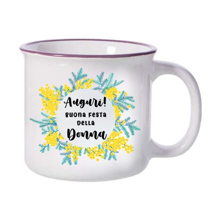 Tazza in ceramica con bordo viola festa donne