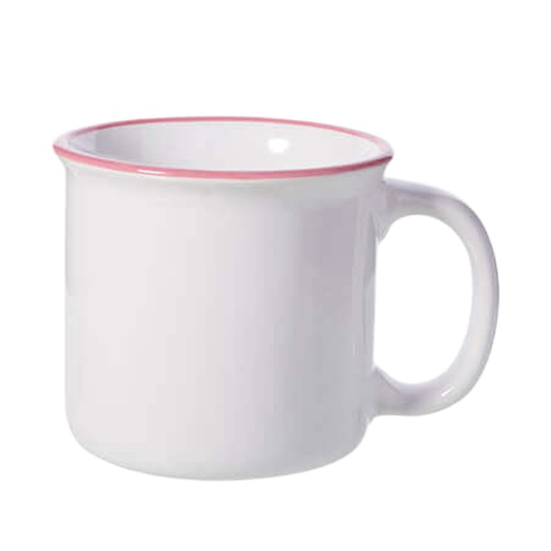 Tazza in ceramica con bordo rosa personalizzabile Tazza in ceramica con bordo rosa personalizzabile