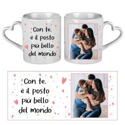 Tazza manico cuore Con te è...
